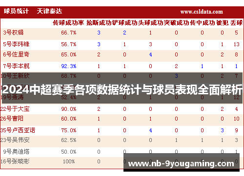 2024中超赛季各项数据统计与球员表现全面解析 2024中超赛季各项数据统计与球员表现全面解析