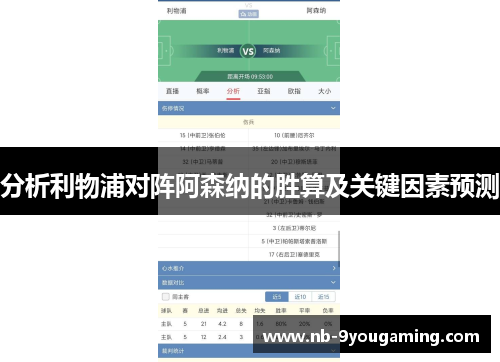 分析利物浦对阵阿森纳的胜算及关键因素预测 分析利物浦对阵阿森纳的胜算及关键因素预测